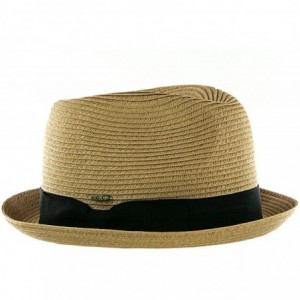 Fedoras Women's Solid Color Ribbon Spring Summer Porkpie Fedora Hat - Dark Natural/Black - CF11WWYFHBL $12.24