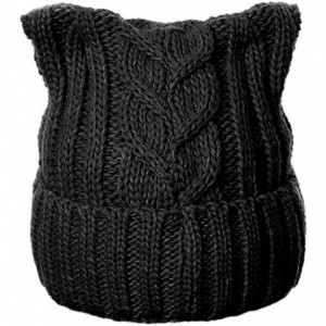 Skullies & Beanies Winter Knit Beanie Lady Women Rights March Pussycat Hat Handmade Cap - Black - CR18L3XZQZH $14.40