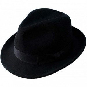 Fedoras Wool Trilby Hat Felt Fedora Hats Men Wide Brim Manhattan Gangster Gatsby Costume Caps Wonderful - A2-black - C118WODQ...