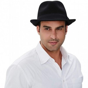 Fedoras Wool Trilby Hat Felt Fedora Hats Men Wide Brim Manhattan Gangster Gatsby Costume Caps Wonderful - A2-black - C118WODQ...