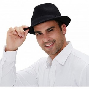 Fedoras Wool Trilby Hat Felt Fedora Hats Men Wide Brim Manhattan Gangster Gatsby Costume Caps Wonderful - A2-black - C118WODQ...