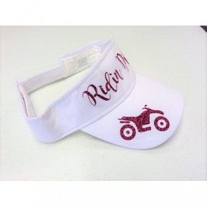 Visors Glitter Ridin' Dirty ATV Four Wheeler on Cotton Sun Visor Fashion - Fuchsia Glitter on White Visor - CU186NSOD44 $16.96