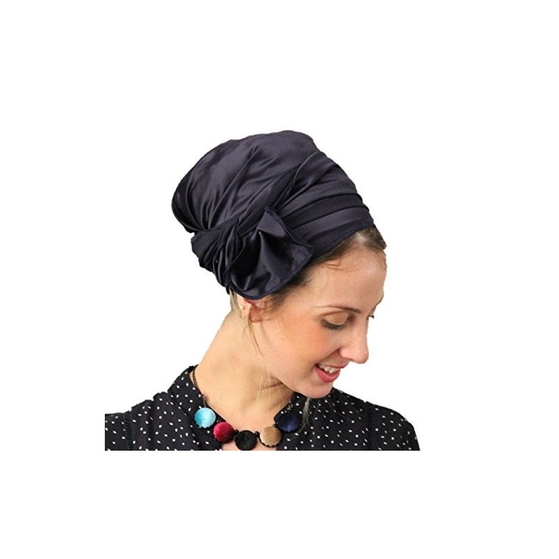 Headbands Tichel Full Hair Covering Snoods Lovely Turban One Size Blue Navy - Blue Navy - CT183ZGE37U $44.56