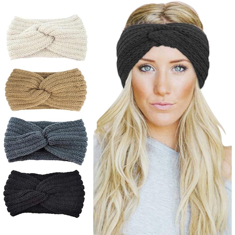 Cold Weather Headbands Womens Winter Knitted Headband - Soft Crochet Bow Twist Hair Band Turban Headwrap Hat Cap Ear Warmer -...