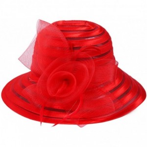 Sun Hats Sweet Cute Cloche Oaks Church Dress Bowler Derby Wedding Hat Party S606-A - Floral Red - CG12DFSH9EF $15.67