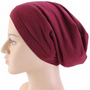 Skullies & Beanies Satin Silk Lined Sleep Cap Beanie Premium Cotton Chemo Caps Lightweight- Cozy Girl Slap Headwear Gifts - W...