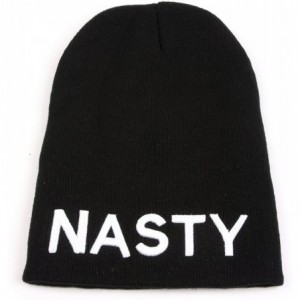 Skullies & Beanies Unisex Warm Acrylic Nasty Beanie Skull Hat 350HB Black - C311GSIYRSV $10.75