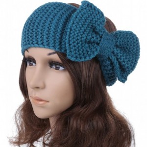 Headbands Women's Crochet Big Bow Knitted Winter Headband 2 - Skyblue - CU1870K2A3Q $9.27