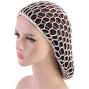 Skullies & Beanies Women Soft Rayon Snood Hat Hair Net Crocheted Hair Net Cap Mix Colors Dropshipping - Fw-12-white - C518S24...