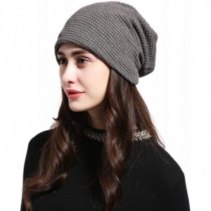 Skullies & Beanies Unisex Classic Slouchy Knit Beanie Plain Soft Warm Winter Ski Baggy Hats - Grey - C8187GLDRIG $7.64