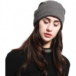 Skullies & Beanies Unisex Classic Slouchy Knit Beanie Plain Soft Warm Winter Ski Baggy Hats - Grey - C8187GLDRIG $7.64