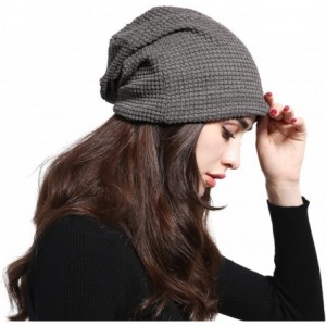 Skullies & Beanies Unisex Classic Slouchy Knit Beanie Plain Soft Warm Winter Ski Baggy Hats - Grey - C8187GLDRIG $7.64