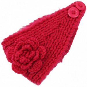 Skullies & Beanies Women's Fashion Crochet Flowers Headband Knitted Hat Cap Headwrap Bands - Fuschia - CJ187IO36AC $19.45