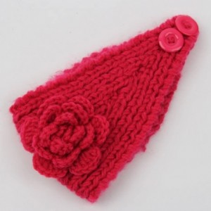 Skullies & Beanies Women's Fashion Crochet Flowers Headband Knitted Hat Cap Headwrap Bands - Fuschia - CJ187IO36AC $10.39