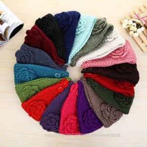 Skullies & Beanies Women's Fashion Crochet Flowers Headband Knitted Hat Cap Headwrap Bands - Fuschia - CJ187IO36AC $10.39