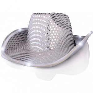 Cowboy Hats LED Silver Tube Cowboy Hat (2-Pack) - Silver- Black - C318DKOOE54 $45.94