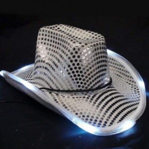 Cowboy Hats LED Silver Tube Cowboy Hat (2-Pack) - Silver- Black - C318DKOOE54 $20.54