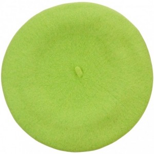 Berets French Style Lightweight Casual Classic Solid Color Wool Beret - Pear Green - C218E5QA99E $23.39