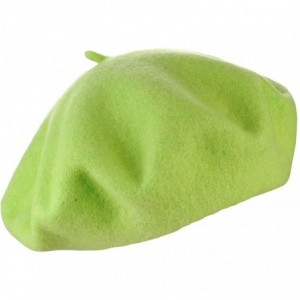 Berets French Style Lightweight Casual Classic Solid Color Wool Beret - Pear Green - C218E5QA99E $23.39