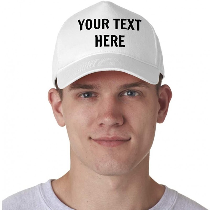 Baseball Caps Custom Hat Add Your Own Text Embroidered Adjustable Size Baseball Cap - White - CE195KNUAQC $16.79