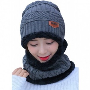Cold Weather Headbands Women's and Men's Winter Velvet Thick Knitted Cap With Bib Outdoor Warm Two-piece Suit - Women's Grey ...