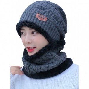 Cold Weather Headbands Women's and Men's Winter Velvet Thick Knitted Cap With Bib Outdoor Warm Two-piece Suit - Women's Grey ...
