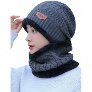 Cold Weather Headbands Women's and Men's Winter Velvet Thick Knitted Cap With Bib Outdoor Warm Two-piece Suit - Women's Grey ...