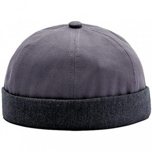 Skullies & Beanies Unisex Cotton Brimless Beanie Hat Adjustable Trendy Skull Cap Sailor Cap - Grey - CI18KWRSUZZ $20.05