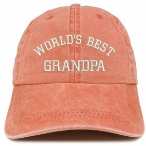 Baseball Caps World's Best Grandpa Embroidered Pigment Dyed Low Profile Cotton Cap - Orange - CF18KIWY0I0 $16.70