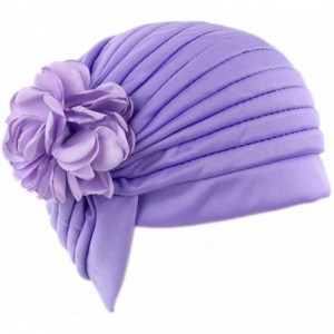 Skullies & Beanies Strench Chemo Hat Beanie Flowers Wrap Muslim Turban Headwear for Cancer - Purple - CX186IR6ARK $8.56
