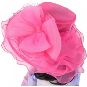 Sun Hats Women's Church Kentucky Derby Cap British Tea Party Wedding Hat - Dot-rose - CY17YKYUDRM $31.49