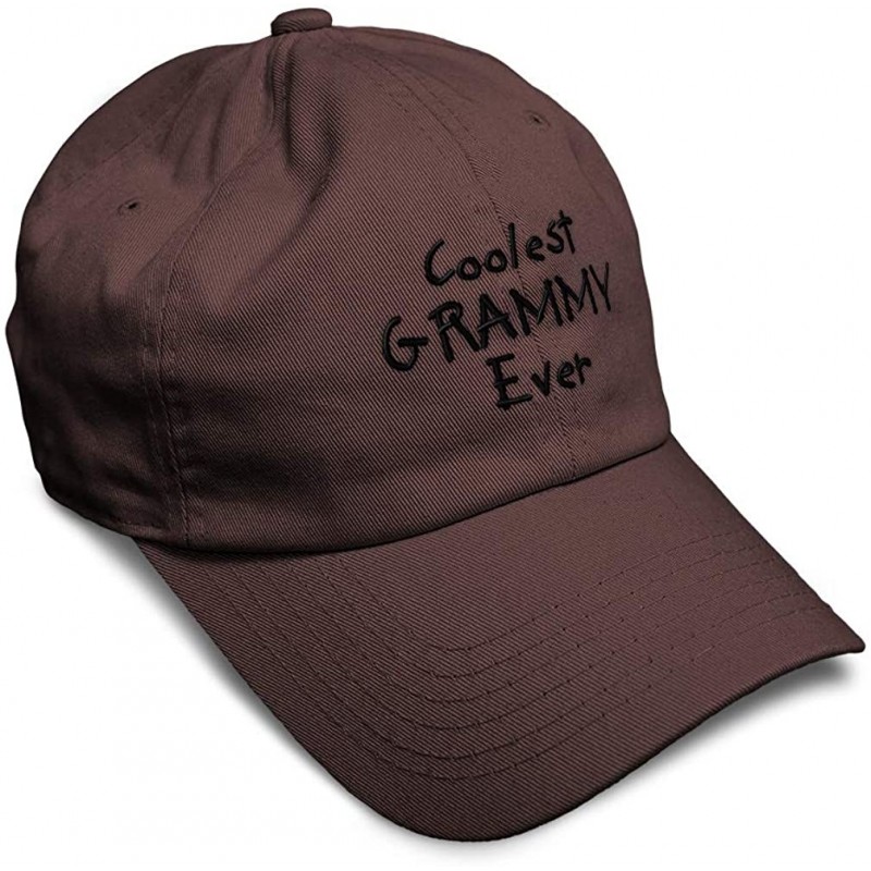 Baseball Caps Custom Soft Baseball Cap Coolest Grammy Ever Black Embroidery Twill Cotton - Brown - CQ18ZNSE4NC $13.23