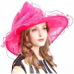 Sun Hats Women's Church Kentucky Derby Cap British Tea Party Wedding Hat - Dot-rose - CY17YKYUDRM $31.49