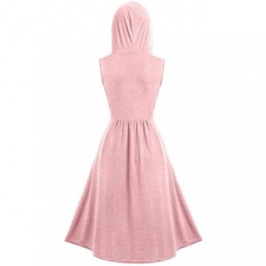 Berets Hooded Robe Vintage High Low Long Hoodie Front Tie Vest Cloak with Floral Cami Top - Pink - CL18SUCEL8H $10.73
