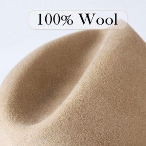 Fedoras 100% Wool Wide Brim Felt Panama Hat with Belt Buckle Fedora Hats for Men Women Light Camel - CF18ZI0R2TW $20.36