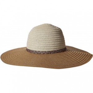Sun Hats Women's Two Tone Sunhat with Metalic Faux Leather Braided Band - Tan - CQ12OBA8QKS $28.18