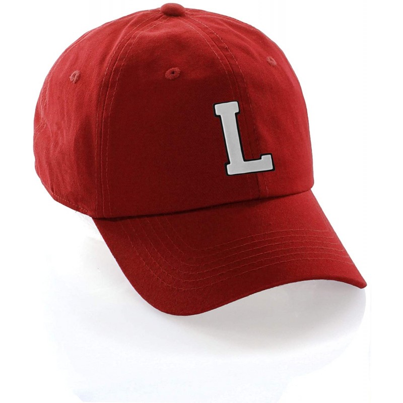 Baseball Caps Customized Letter Intial Baseball Hat A to Z Team Colors- Red Cap Black White - Letter L - CG18NTGSIZQ $10.84