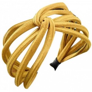 Headbands Fashion Solid Color Wide Multilayer Knotted Hairband Headband Headwear for Women Yellow - Yellow - C218YA2T4HE $15.76