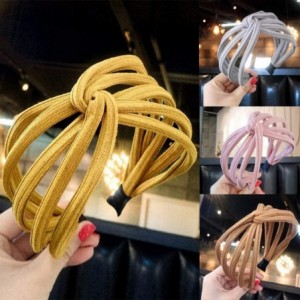 Headbands Fashion Solid Color Wide Multilayer Knotted Hairband Headband Headwear for Women Yellow - Yellow - C218YA2T4HE $6.22