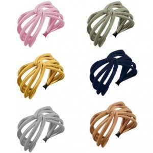 Headbands Fashion Solid Color Wide Multilayer Knotted Hairband Headband Headwear for Women Yellow - Yellow - C218YA2T4HE $6.22