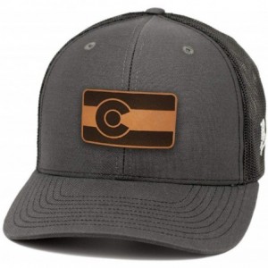 Baseball Caps 'The Colorado' Leather Patch Hat Curved Trucker - Camo - CL18IGR9GIE $26.47