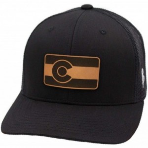 Baseball Caps 'The Colorado' Leather Patch Hat Curved Trucker - Camo - CL18IGR9GIE $56.82