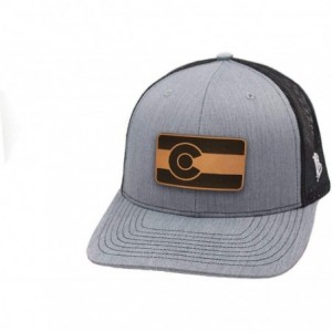 Baseball Caps 'The Colorado' Leather Patch Hat Curved Trucker - Camo - CL18IGR9GIE $26.47