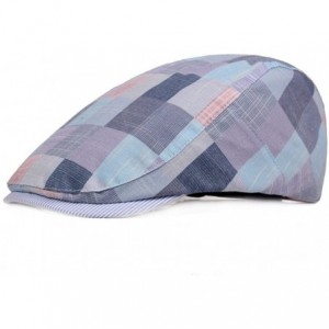 Newsboy Caps Mens Adjustable Plaid Ivy Newsboy Cabbie Gatsby Golf Beret Flat Hat Cap - 228blue - CZ18G36IXOO $14.19