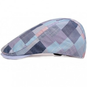 Newsboy Caps Mens Adjustable Plaid Ivy Newsboy Cabbie Gatsby Golf Beret Flat Hat Cap - 228blue - CZ18G36IXOO $14.19