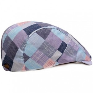 Newsboy Caps Mens Adjustable Plaid Ivy Newsboy Cabbie Gatsby Golf Beret Flat Hat Cap - 228blue - CZ18G36IXOO $14.19