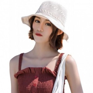 Sun Hats Women Large Brim Sun Hats Foldable Beach Sun Visor UPF 50+ for Travel - Bucket Hat-beige - CR18SX0QZN8 $13.72