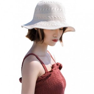 Sun Hats Women Large Brim Sun Hats Foldable Beach Sun Visor UPF 50+ for Travel - Bucket Hat-beige - CR18SX0QZN8 $13.72