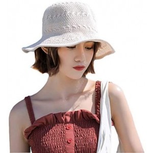 Sun Hats Women Large Brim Sun Hats Foldable Beach Sun Visor UPF 50+ for Travel - Bucket Hat-beige - CR18SX0QZN8 $13.72