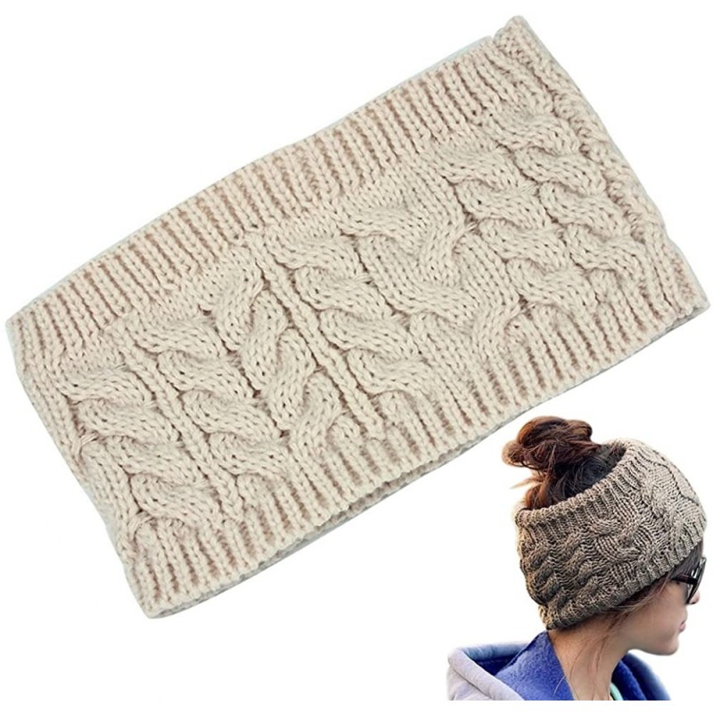Cold Weather Headbands knitting Crochet Headband Headwrap - Beige - CG12NYZX3GY $18.54